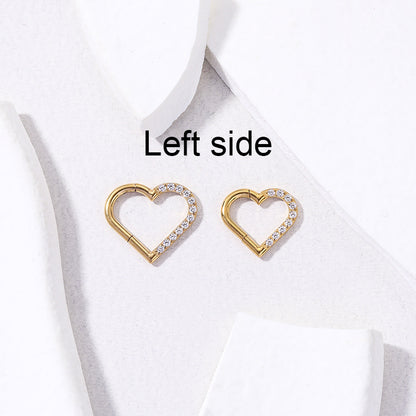 G23/F136 Titanium Zircon Heart Shaped Cartilage Hoop | Fashionable Ear Piercing Jewelry