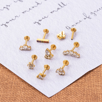 F136 Titanium Internally Threaded CZ Cartilage Stud – Hypoallergenic & Secure Piercing Jewelry