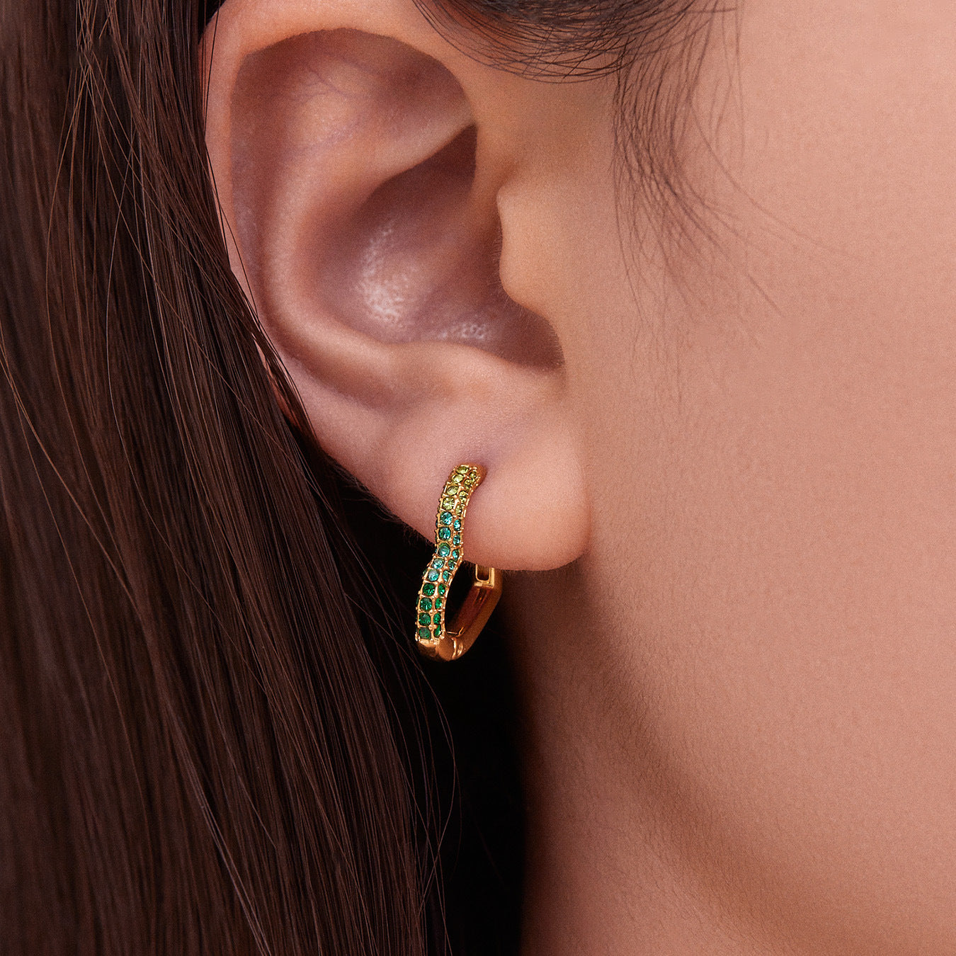 Colorful Cubic Zirconia Heart Hoop Earrings Set | Stainless Steel Simple Chic Ear Cuff for Women