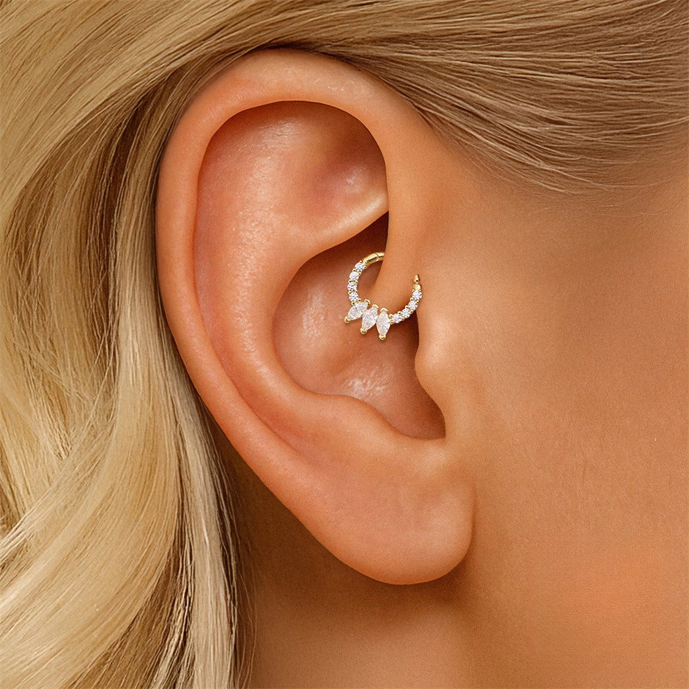 ASTM F136 Zircon Tassel Ear Cuff Nose Ring Piercing Earring Tragus