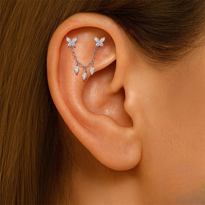 ASTM F136 Moissanite Tassel Pendant Cartilage Chain Piercing Earrings accessories