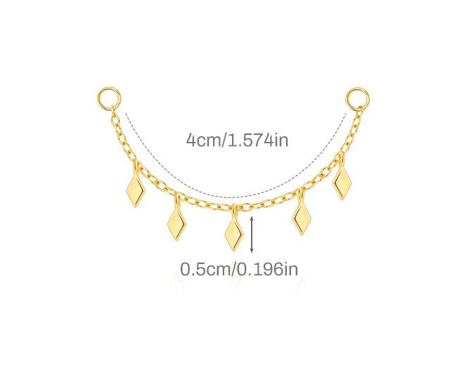 ASTM F136 Long chain rhinestones cartilage tassel dangle piercing earrings accessories