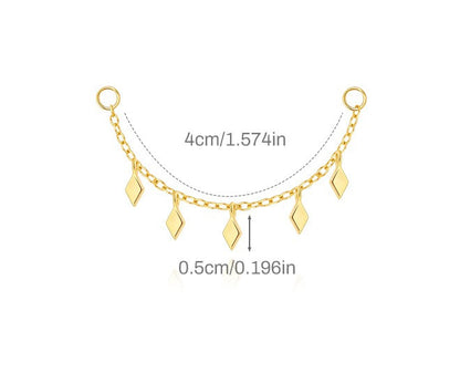 ASTM F136 Long chain rhinestones cartilage tassel dangle piercing earrings accessories