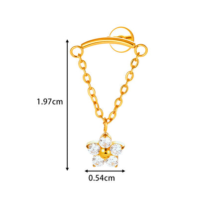 G23 Titanium Piercing with Butterfly, Heart, Star, and Chain Zircon Pendants – Threaded Flat-Top Lip & Cartilage Piercing Earring Jewelry