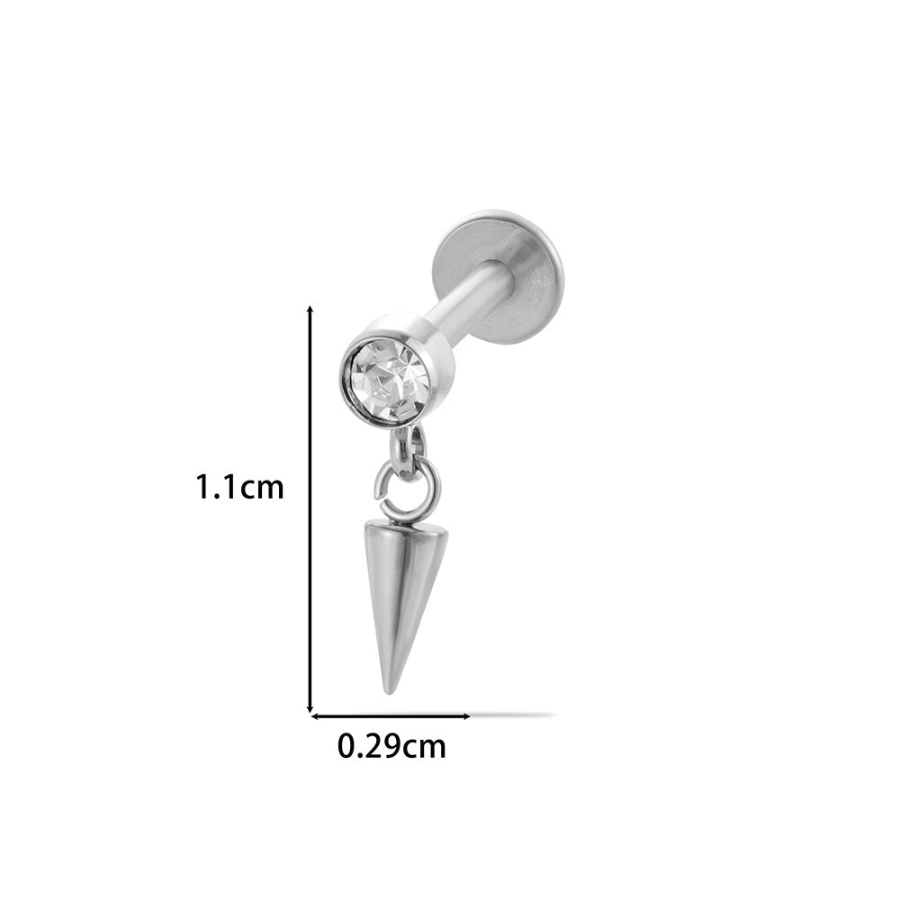 F136 Titanium Internally Threaded Cartilage Studs | Zircon Flower, Swan & Cone Lip Piercing Jewelry