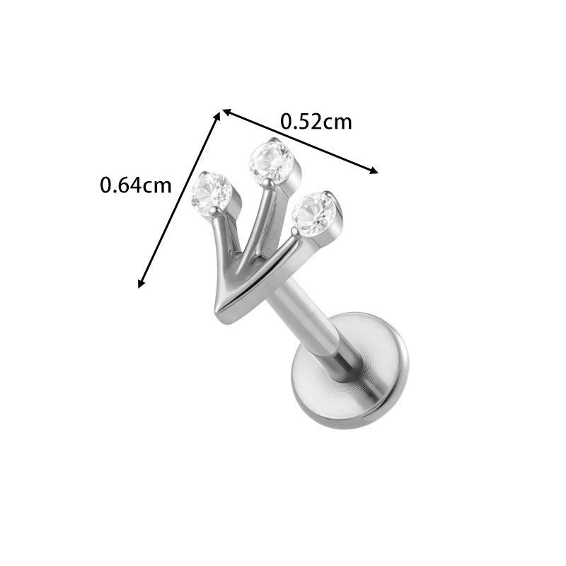 F136/G23 Titanium Star, Leaf, Flower, Fish, Bow Zircon Internally Threaded Labret & Cartilage Piercing Jewelry