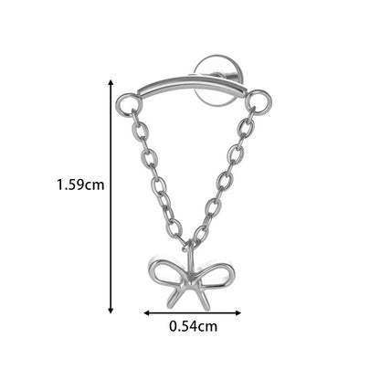 G23 Titanium Piercing with Butterfly, Heart, Star, and Chain Zircon Pendants – Threaded Flat-Top Lip & Cartilage Piercing Earring Jewelry