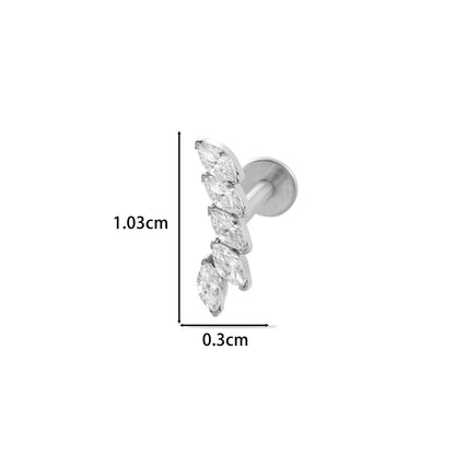F136 Titanium Internally Threaded Cartilage Studs | Zircon Flower, Swan & Cone Lip Piercing Jewelry