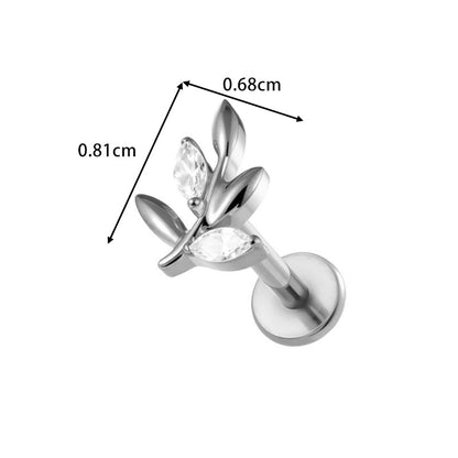 F136/G23 Titanium Star, Leaf, Flower, Fish, Bow Zircon Internally Threaded Labret & Cartilage Piercing Jewelry