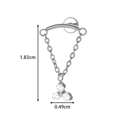 G23 Titanium Piercing with Butterfly, Heart, Star, and Chain Zircon Pendants – Threaded Flat-Top Lip & Cartilage Piercing Earring Jewelry