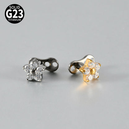 Five Round CZ Flower Microdermal – ASTM F136 Titanium Surface Implant Jewelry