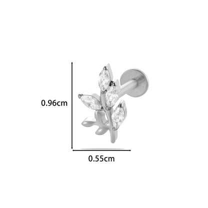 F136 Titanium Internally Threaded Cartilage Studs | Zircon Flower, Swan & Cone Lip Piercing Jewelry