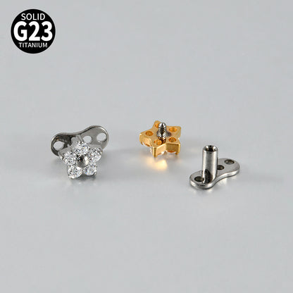 Five Round CZ Flower Microdermal – ASTM F136 Titanium Surface Implant Jewelry