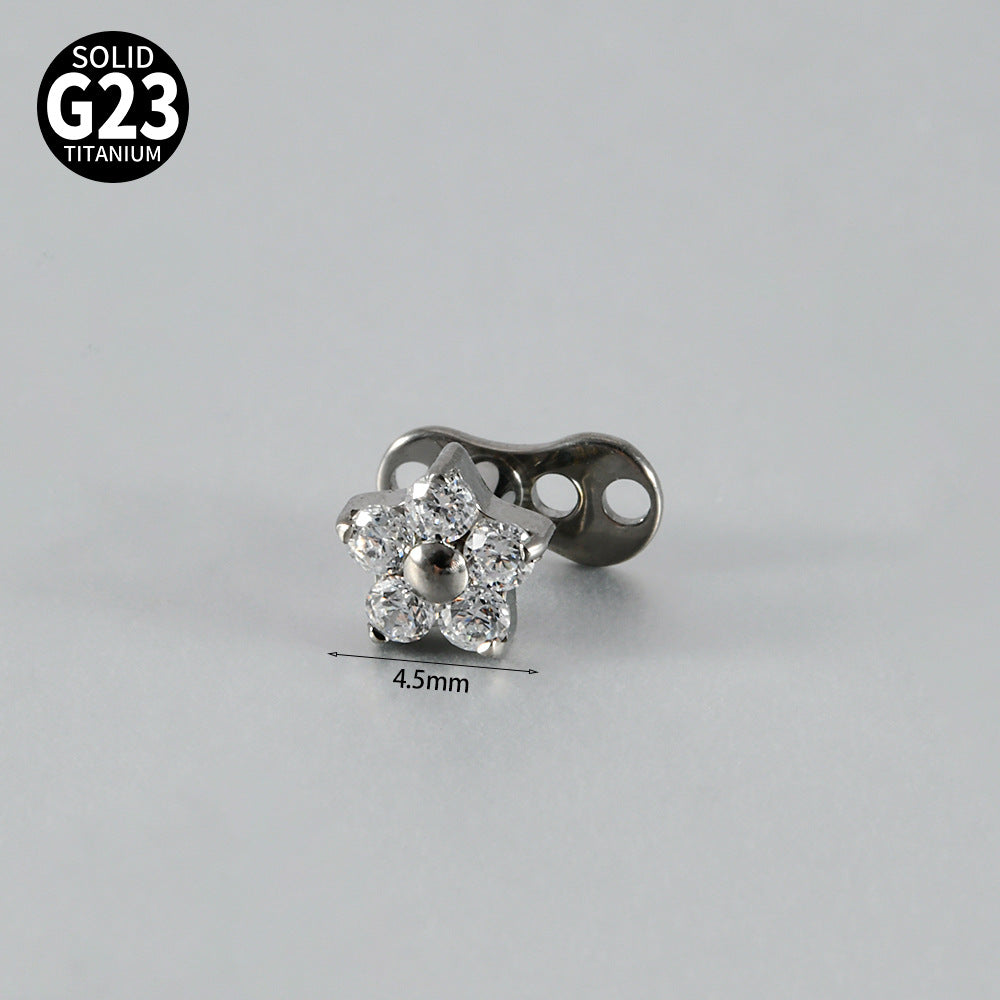 Five Round CZ Flower Microdermal – ASTM F136 Titanium Surface Implant Jewelry