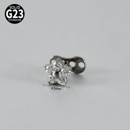 Five Round CZ Flower Microdermal – ASTM F136 Titanium Surface Implant Jewelry
