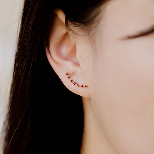 14K Solid Gold Ruby Piercing Stud – Single Helix/Cartilage Earring for Women
