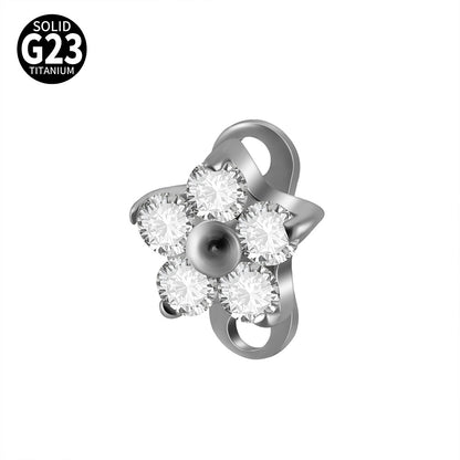 Five Round CZ Flower Microdermal – ASTM F136 Titanium Surface Implant Jewelry