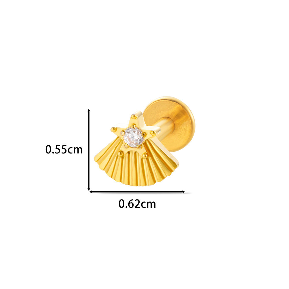 F136 Titanium Internally Threaded Cartilage Studs | Zircon Flower, Swan & Cone Lip Piercing Jewelry
