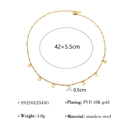 18K Gold Plated Titanium Steel Crystal Pendant Multi-layer Necklace Set - Fashion Jewelry