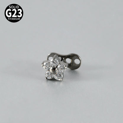 Five Round CZ Flower Microdermal – ASTM F136 Titanium Surface Implant Jewelry