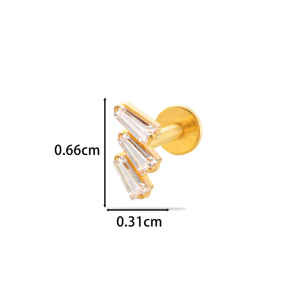 F136 Titanium Internally Threaded Cartilage Studs | Zircon Flower, Swan & Cone Lip Piercing Jewelry