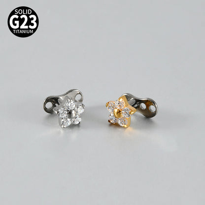 Five Round CZ Flower Microdermal – ASTM F136 Titanium Surface Implant Jewelry
