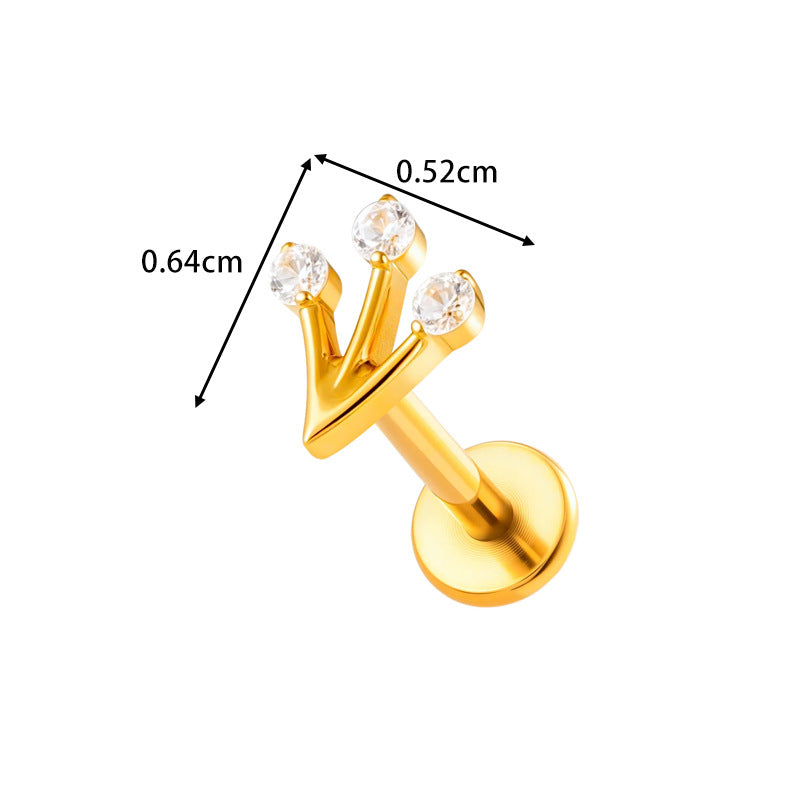 F136/G23 Titanium Star, Leaf, Flower, Fish, Bow Zircon Internally Threaded Labret & Cartilage Piercing Jewelry