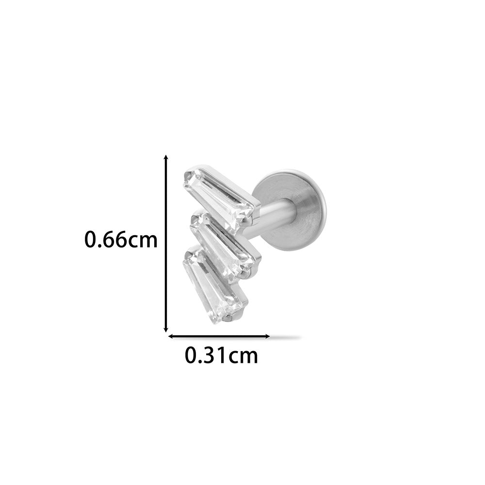 F136 Titanium Internally Threaded Cartilage Studs | Zircon Flower, Swan & Cone Lip Piercing Jewelry
