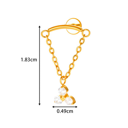 G23 Titanium Piercing with Butterfly, Heart, Star, and Chain Zircon Pendants – Threaded Flat-Top Lip & Cartilage Piercing Earring Jewelry