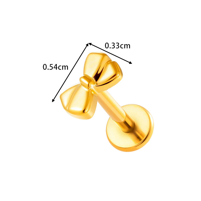 F136/G23 Titanium Star, Leaf, Flower, Fish, Bow Zircon Internally Threaded Labret & Cartilage Piercing Jewelry