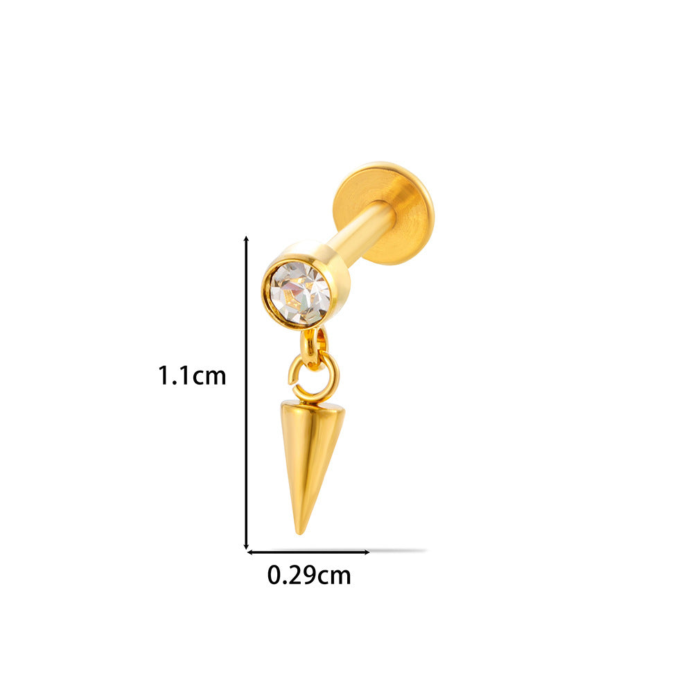 F136 Titanium Internally Threaded Cartilage Studs | Zircon Flower, Swan & Cone Lip Piercing Jewelry