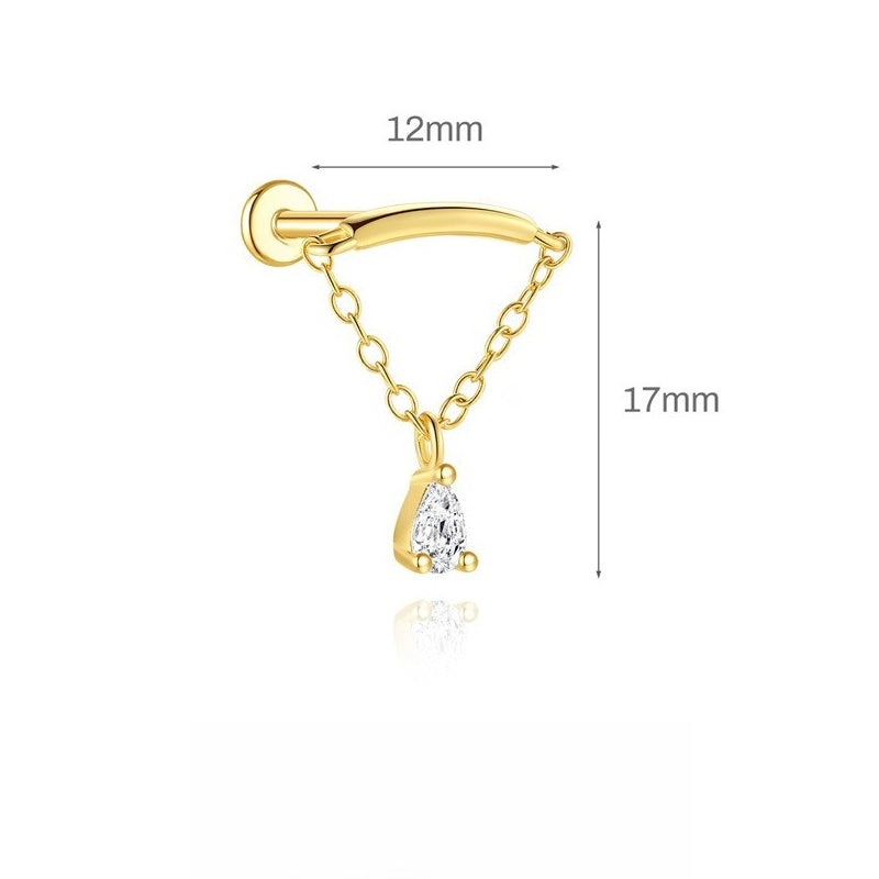 ASTM F136 Tassel Star  Moon Zircon Flat back threadless Cartilage Piercing Earring