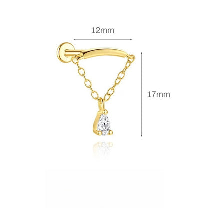 ASTM F136 Tassel Star  Moon Zircon Flat back threadless Cartilage Piercing Earring