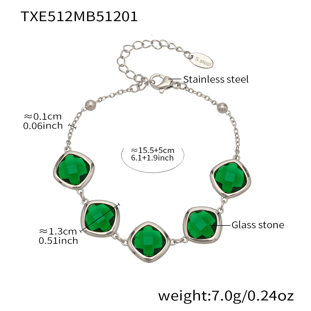 Modern Geometric Glass Jewelry | Stainless Steel Necklaces, Bracelets & Earrings