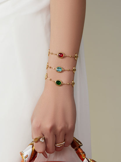 Stainless Steel Oval Gemstone Jewelry Series – Long Pendant Necklace · Bracelet · Drop Earrings | WANTI Jewelry