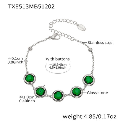 Candy Color Glass Stone Jewelry Set – Stainless Steel Necklaces, Bracelets & Earrings