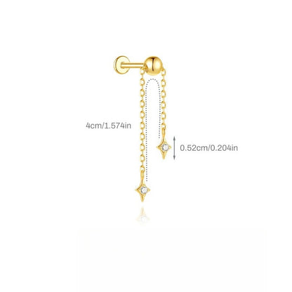ASTM F136 Zircon classic tassel chain hidden cartilage piercing earrings