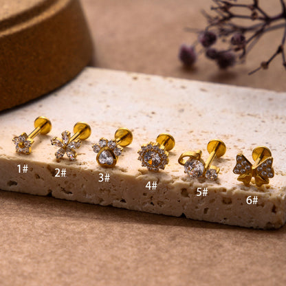 Titanium Zircon Fashion Piercing Earrings Studs