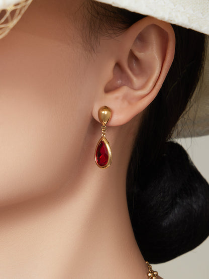 Stainless Steel Oval Gemstone Jewelry Series – Long Pendant Necklace · Bracelet · Drop Earrings | WANTI Jewelry