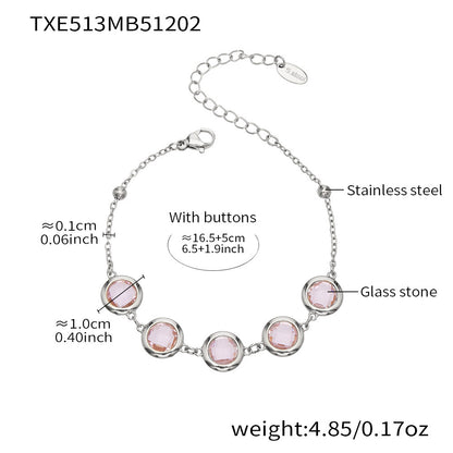 Candy Color Glass Stone Jewelry Set – Stainless Steel Necklaces, Bracelets & Earrings