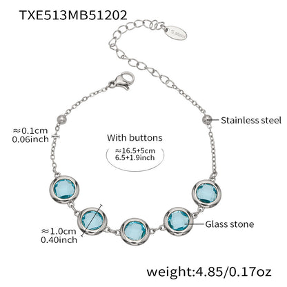 Candy Color Glass Stone Jewelry Set – Stainless Steel Necklaces, Bracelets & Earrings