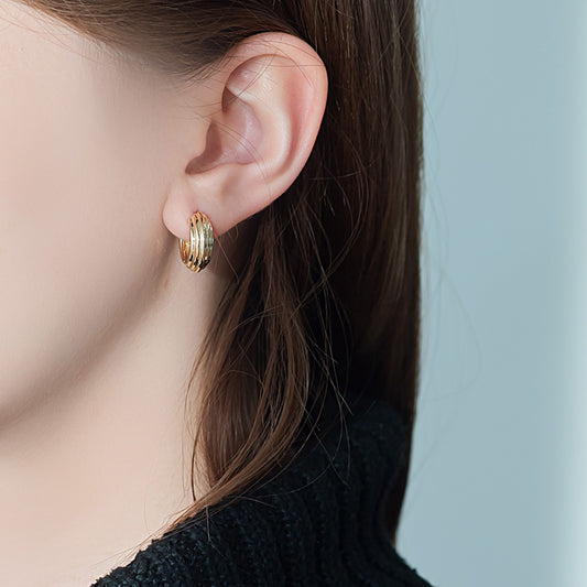 14K Gold Polished Round Earrings(Pair)