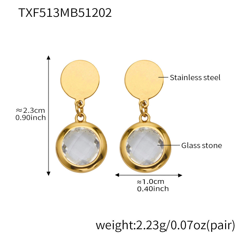 Candy Color Glass Stone Jewelry Set – Stainless Steel Necklaces, Bracelets & Earrings