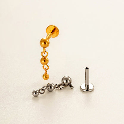 Implant Grade ASTM F136 Titanium Teardrop Moon Geometric Flat Back Stud | Internal Thread Labret | Cartilage, Helix, Lip Piercing Jewelry