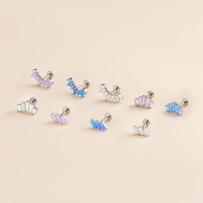 G23/F136 Titanium Opal Crown Push-Pin Labret & Cartilage Stud | 1.2×8mm