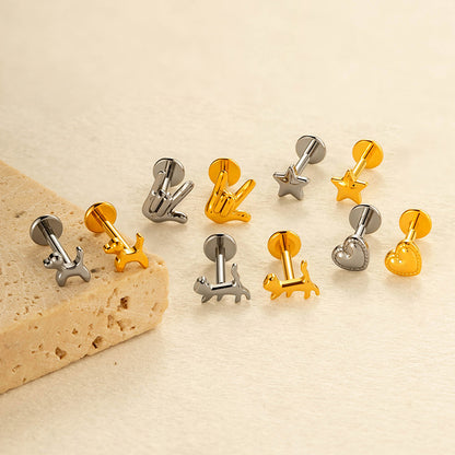 Titanium Internally Threaded Flat Back Piercing Stud for Cartilage