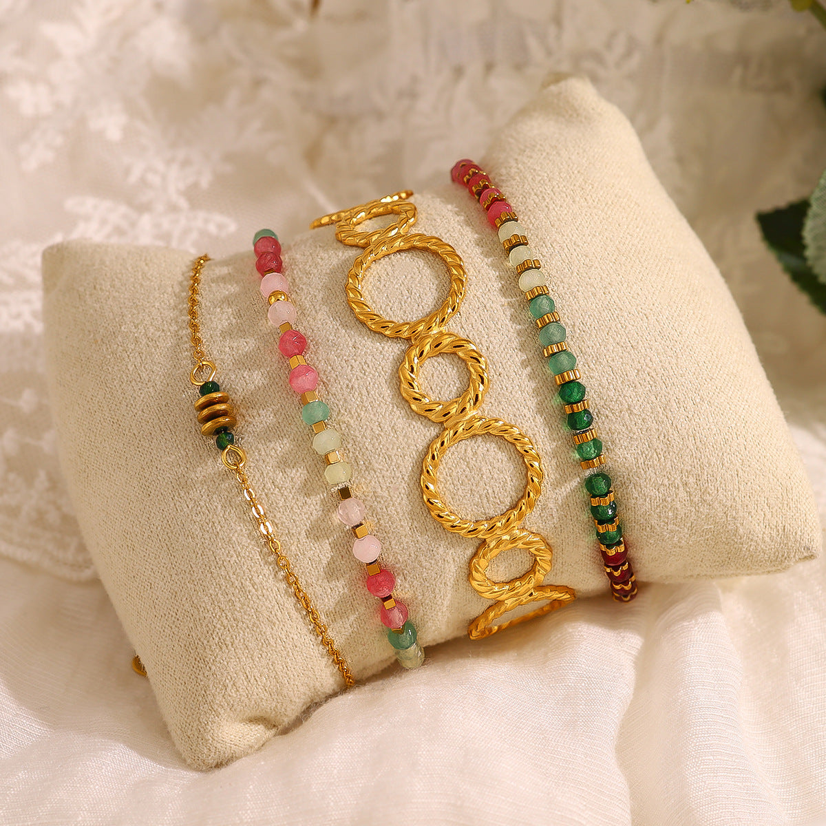 Stainless Steel Beaded Bracelet with Turquoise & Crystal – Minimalist Colorful Jewelry for Women | WANTI Jewelry