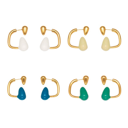 Stainless Steel Enamel Water Drop Earrings – Multicolor Teardrop Studs | Trendy Statement Earrings | WANTI Jewelry