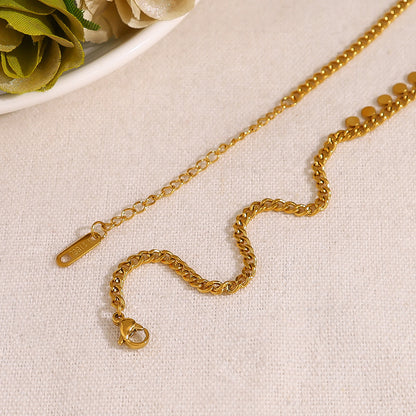 18K Gold Plated Titanium Steel Round Pendant Necklace | Elegant Fashion Jewelry