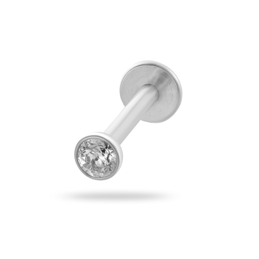 G23/F136 Titanium Body Jewelry – 3mm CZ Internal Thread Lip Stud & Ear Cartilage Piercing